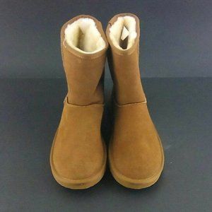 Women's Size 7 Faux Leather Brown Lined Winter Boots